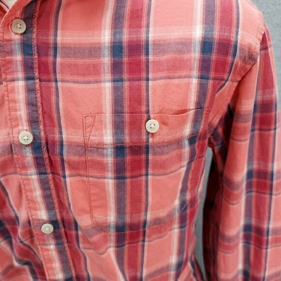 Urban Pipeline Mens Pink Plaid Long Sleeve Shirt Size Medium Surf Old School - Picture 3 of 9